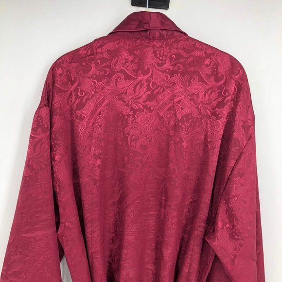 Vintage Victoria's Secret Gold Label Burgundy Satin Paisley Bath Robe size SP - Picture 7 of 14